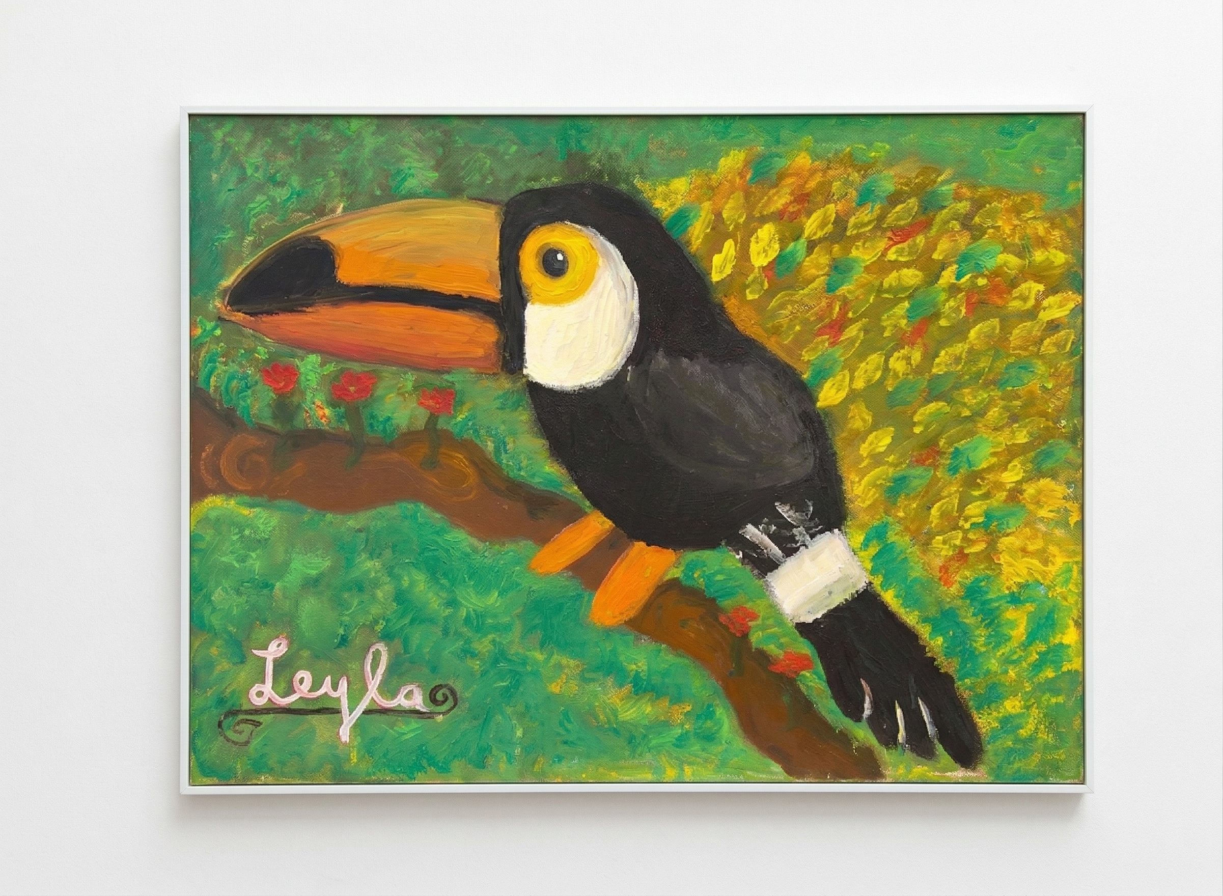 Tukan im Dschungel — Acrylmalerei von Leyla Busch